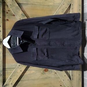 Men's Claiborne Black Lightweight Jacket Sueded Outerwear Large Faux Suede Vegan